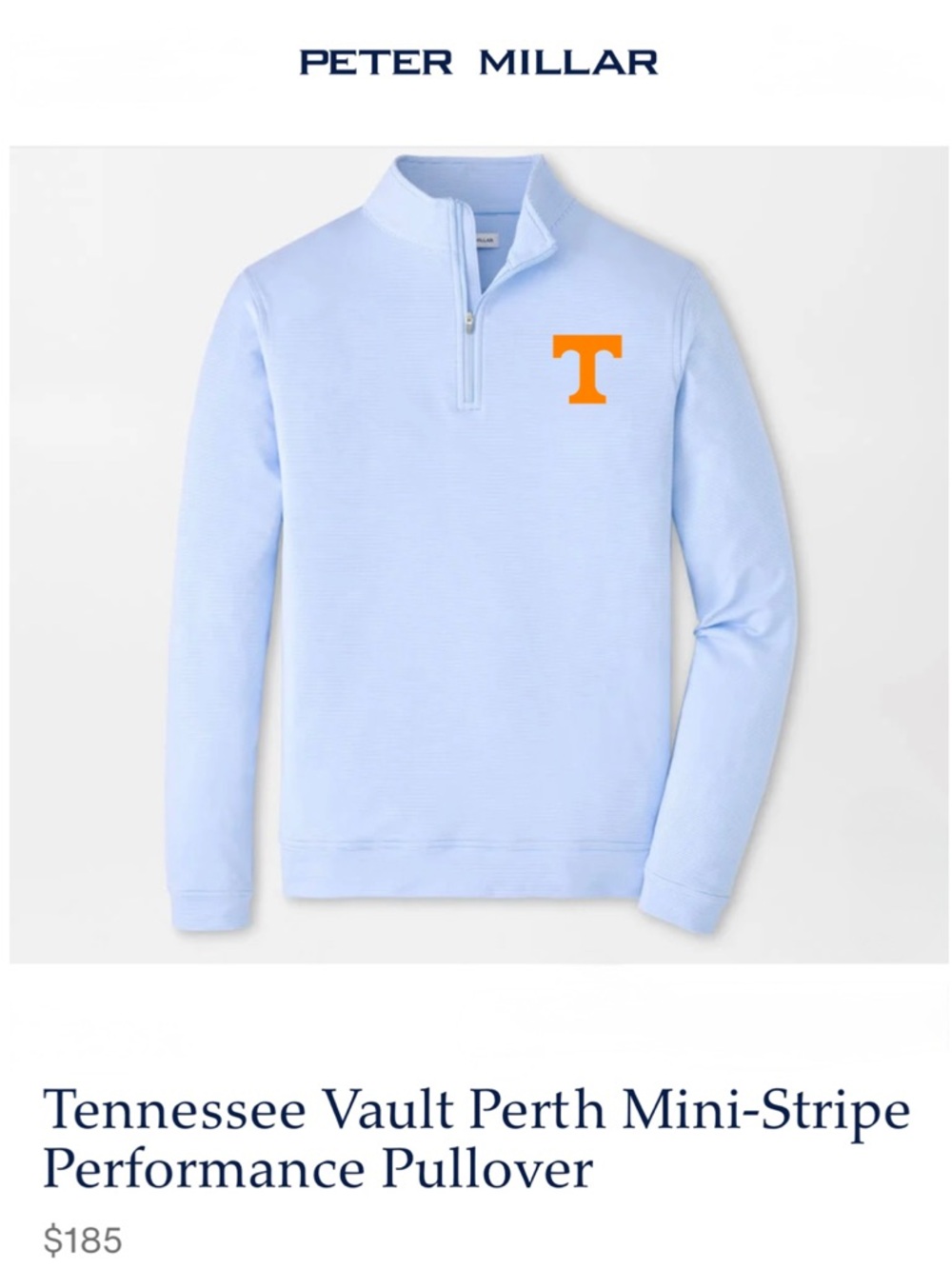 PETER MILLAR Tennessee Perth Mini Stripe Performance Quarter-Zip